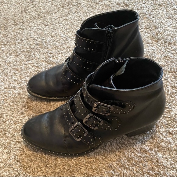 Paul Green Black Leather Ankle Boots Boot Size 6 - Picture 1 of 15